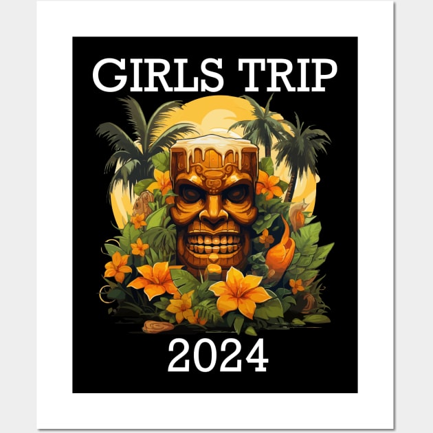 Tropical Vacation - Girls Trip 2024 (White Lettering) Wall Art by VelvetRoom